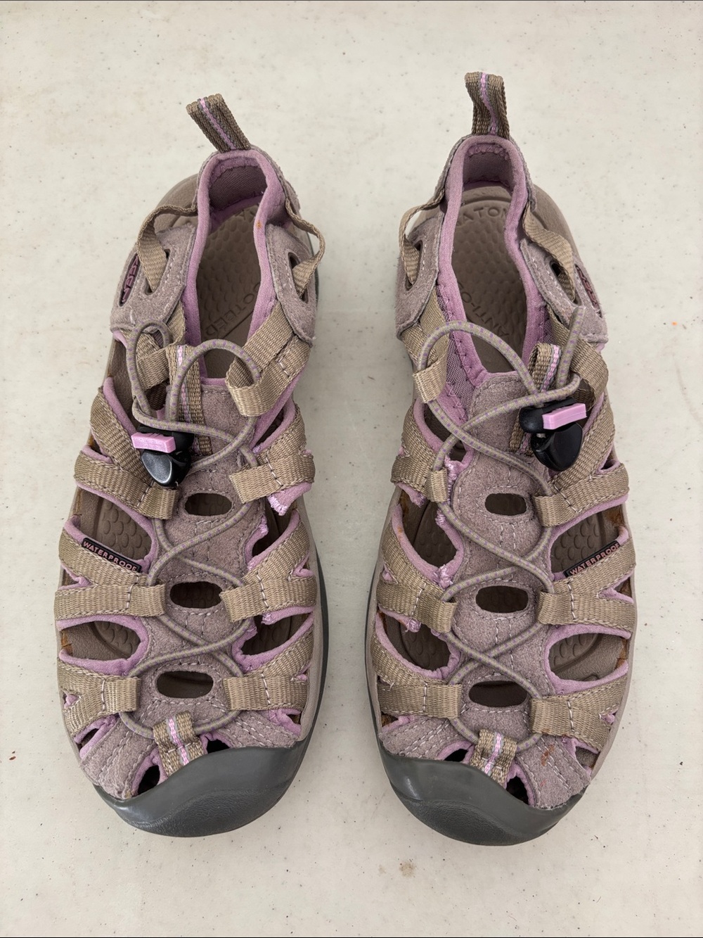Keen Women's Sandal in Taupe with Pink Trim Camping, Hiking, Watersports Sandal
